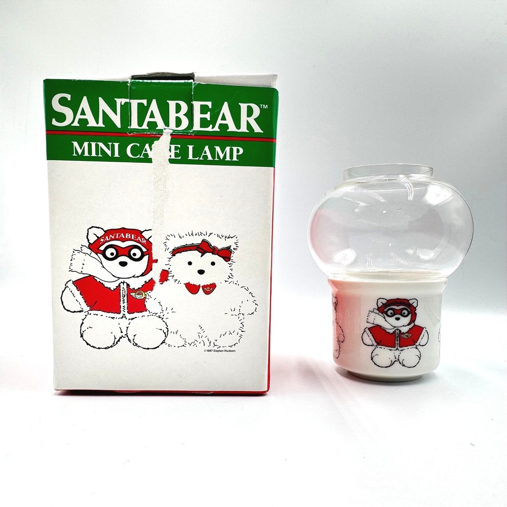 1987 Dayton Hudson Santabear Mini Candle Lamp Glass Globe Japan Original Box